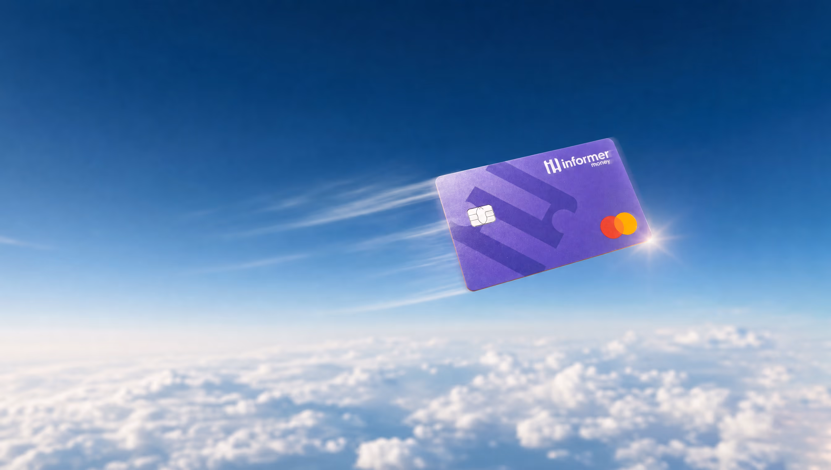 The Informer Money Mastercard flying through the sky